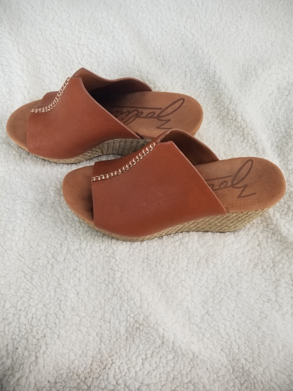 Leather Espadrille Wedge Slide - Casual Open-Toe Mule - Picture 2 of 7
